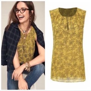 Cabi paisley blouse, style #3617.  Yellow and black paisley sleeveless blouse.